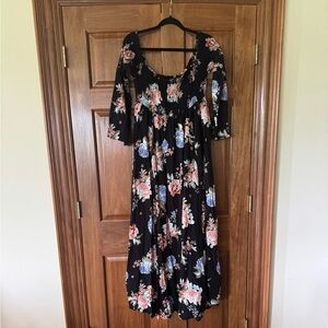Torrid Black Floral Midi Dress
